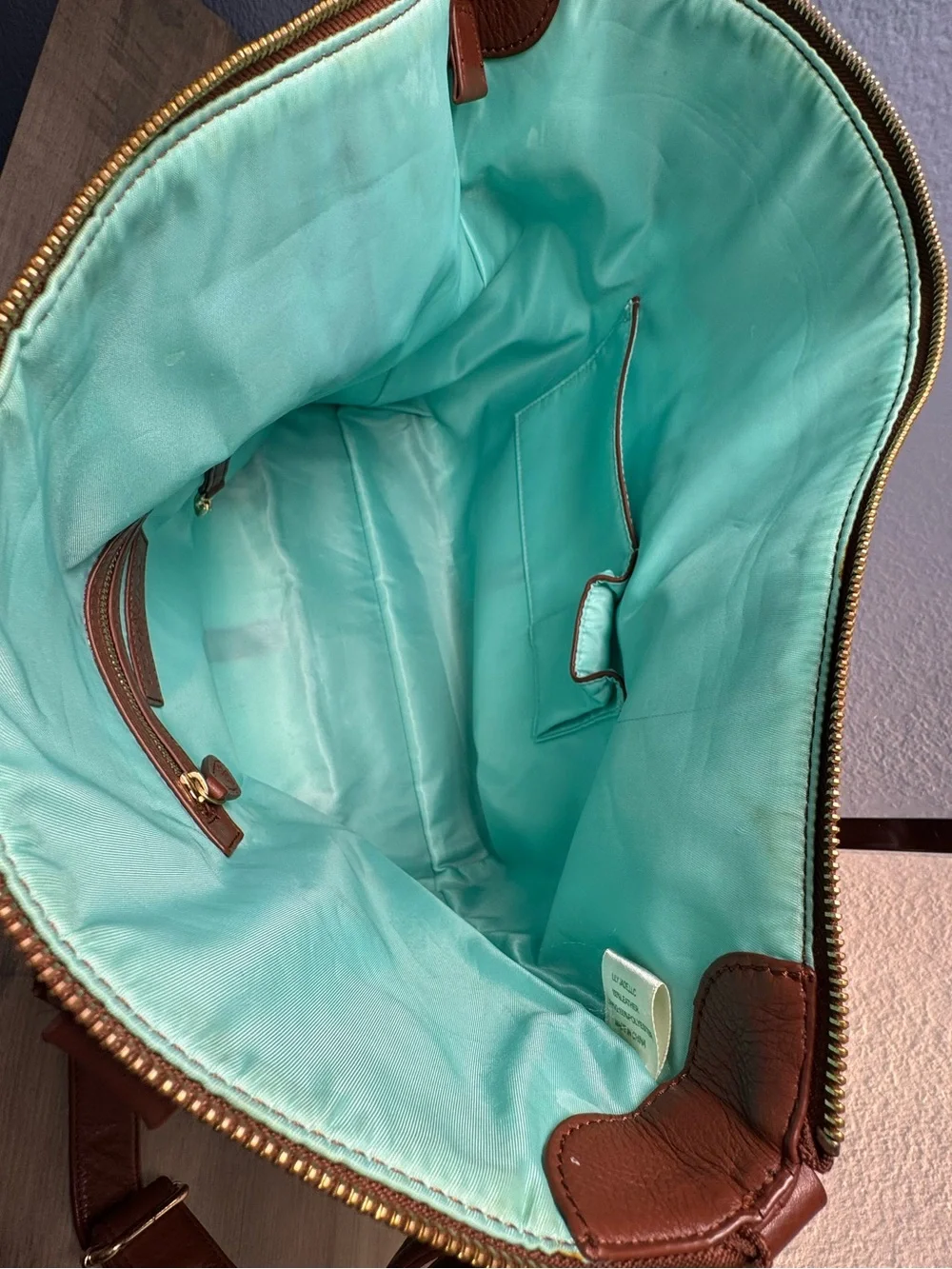 Lily Jade Madeline Full Grain Leather Convertible Tote Backpack Brandy Brown